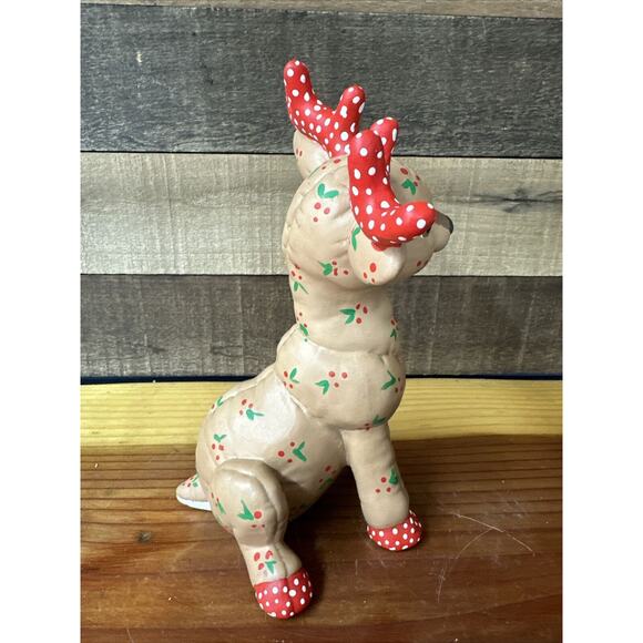 Vintage Kimple Hand Painted Christmas Holiday Deer Statue 10” - Picture 2 of 5